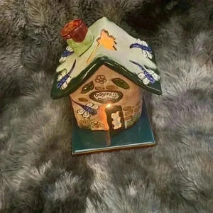 Blue Sky Clayworks  Heather Goldminc
Dragonfly's Meadow Tea Light House with box